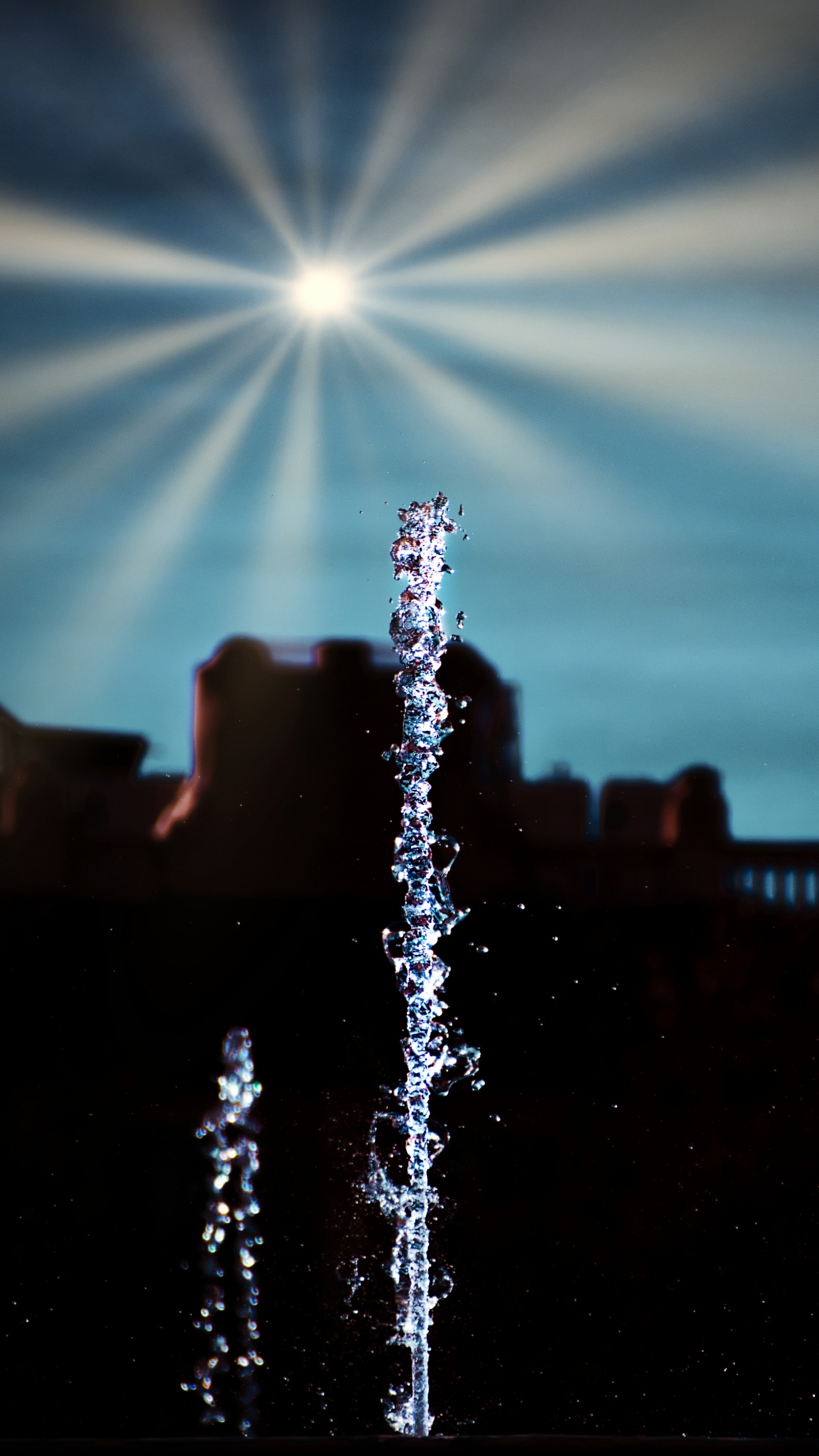 Water, Blue, Light, Reflection, Fountain. Wallpaper in 1440x2560 Resolution