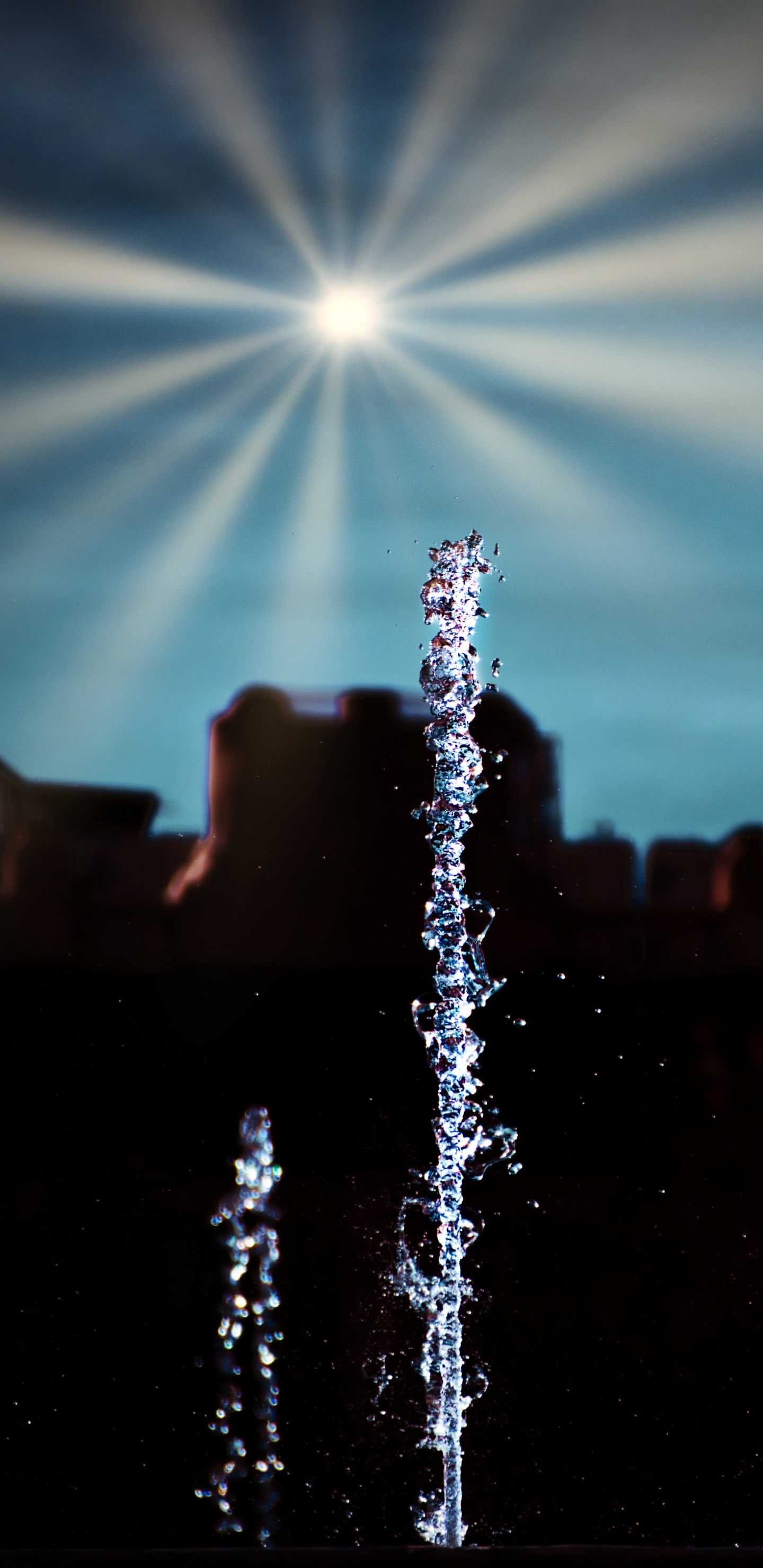 Water, Blue, Light, Reflection, Fountain. Wallpaper in 1440x2960 Resolution