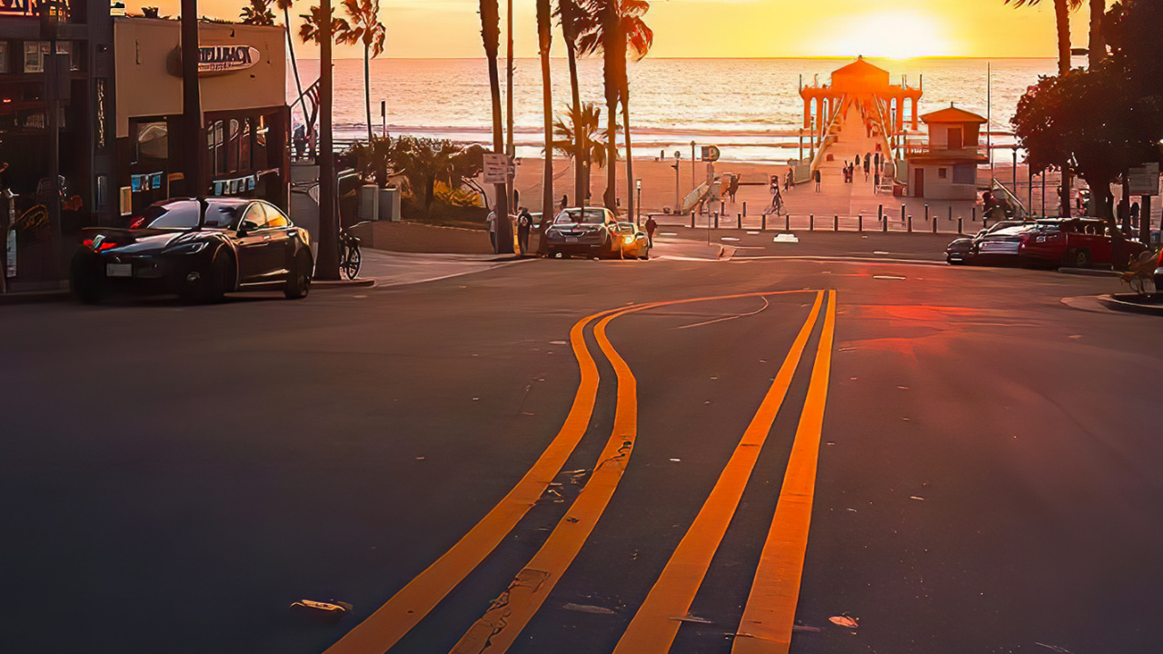 Sunset, Cloud, Plant, Cars, Tree. Wallpaper in 1280x720 Resolution