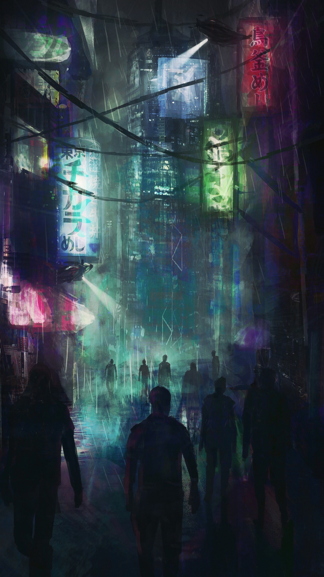 Leute, Die Nachts Auf Der Straße Gehen. Wallpaper in 1080x1920 Resolution