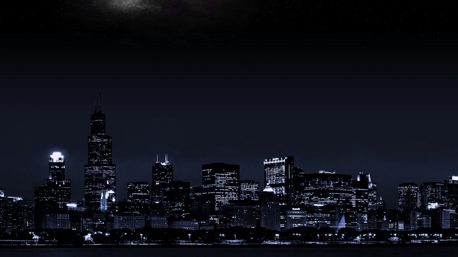 Horizon de la Ville Pendant la Nuit. Wallpaper in 1920x1080 Resolution