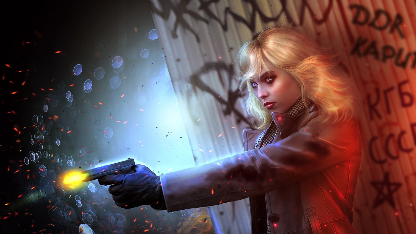 Frau in Schwarzer Weste Mit Gelbem Licht. Wallpaper in 1366x768 Resolution