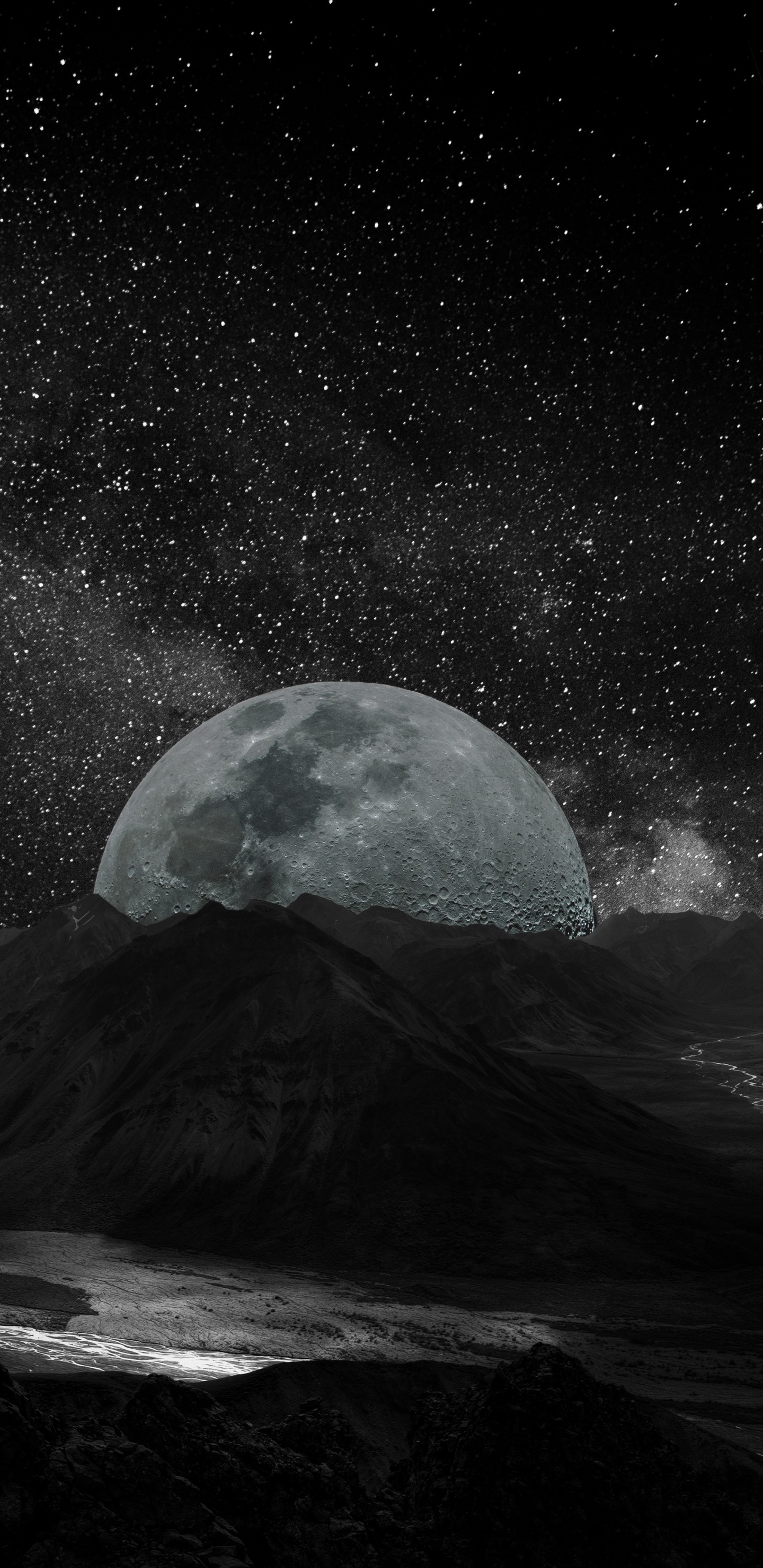 Montaña Cubierta de Nieve Durante la Noche. Wallpaper in 1440x2960 Resolution