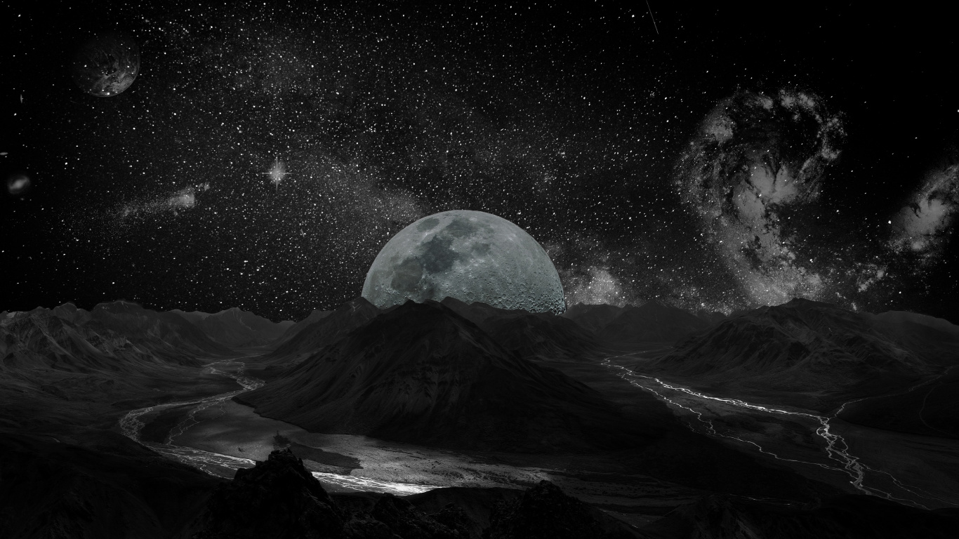 Snow Covered Mountain During Night Time. Wallpaper in 1366x768 Resolution