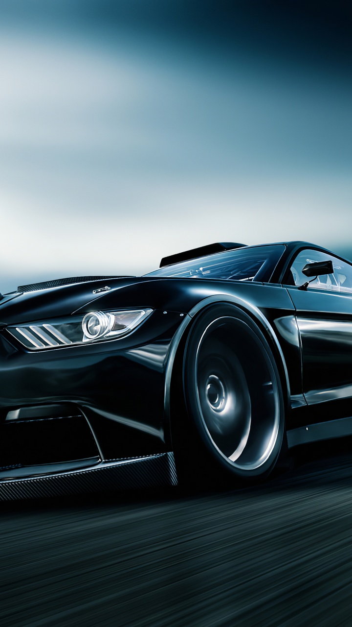 Lamborghini Aventador Noire Sur Route Goudronnée Grise. Wallpaper in 720x1280 Resolution