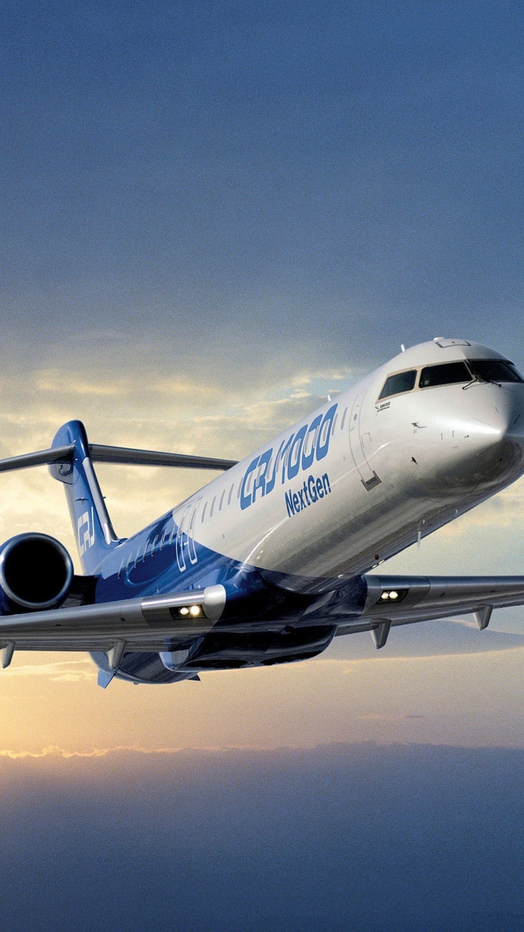 Weißes Und Blaues Passagierflugzeug im Flug. Wallpaper in 1080x1920 Resolution
