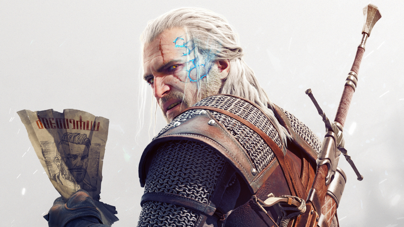 Geralt of Rivia, Knight, Samurai, Armour, Video Games. Wallpaper in 1366x768 Resolution