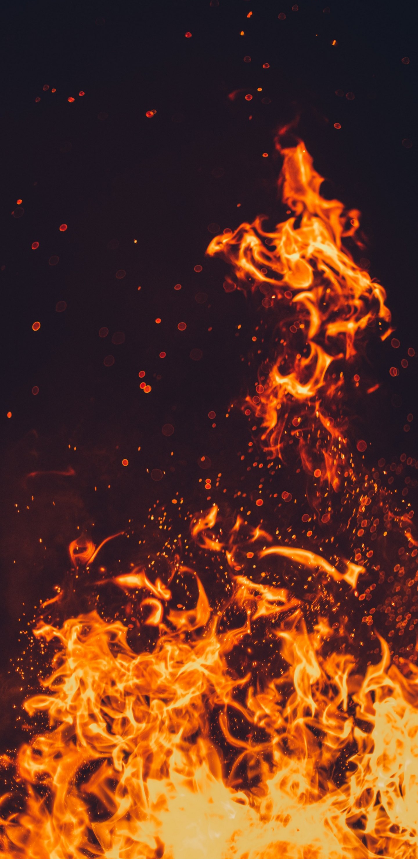 火焰, 火花, 篝火, 热, 红色的 壁纸 1440x2960 允许