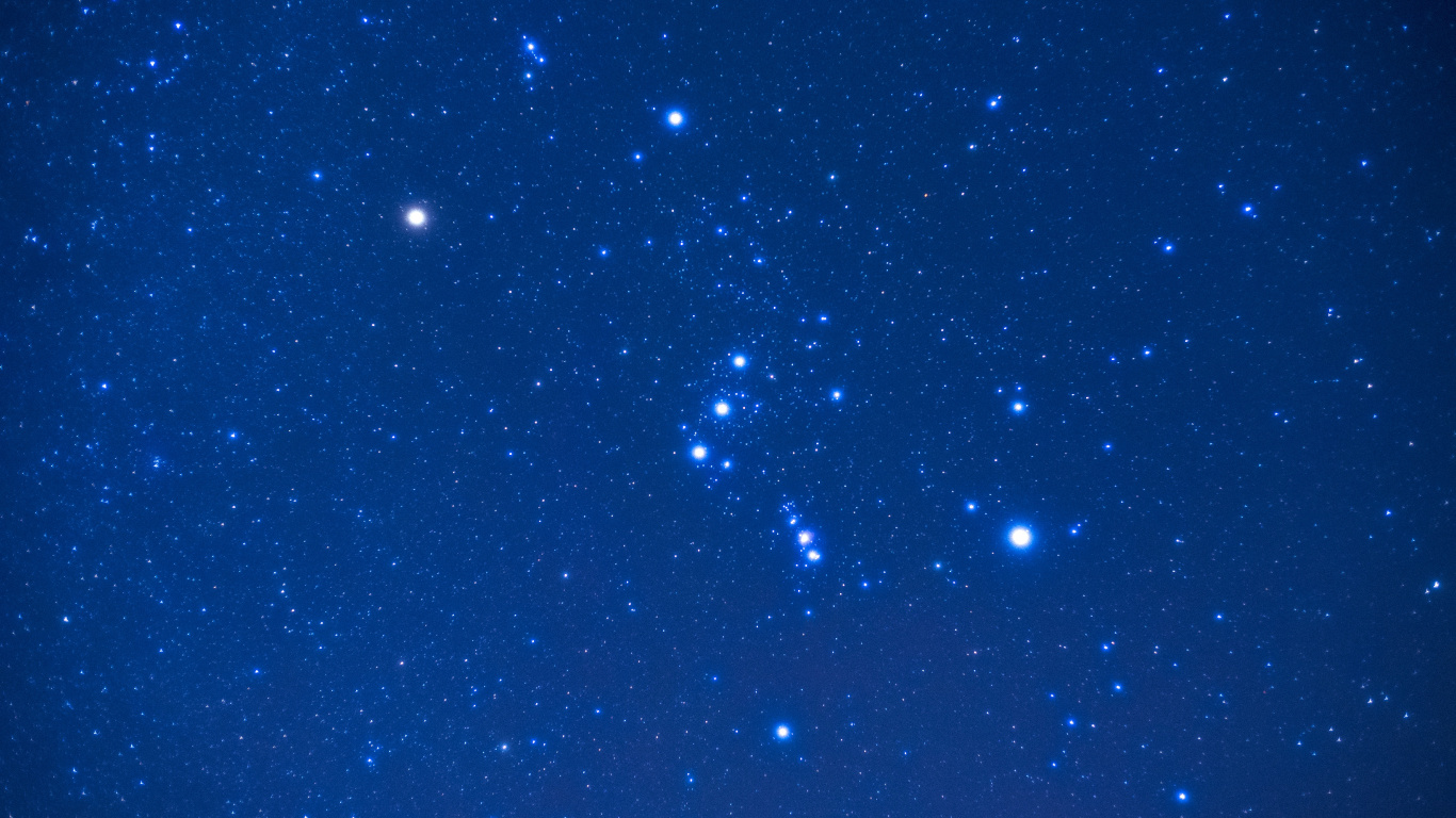Blue and White Stars in Blue Sky. Wallpaper in 1366x768 Resolution