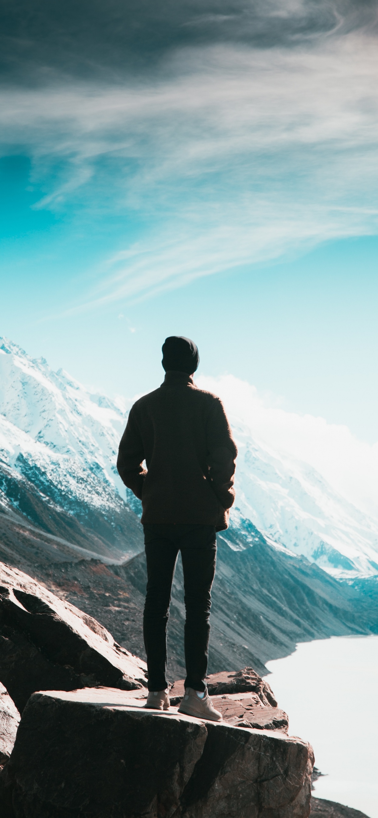 山脉, 冰川地貌, 地貌, 大海, 首脑会议 壁纸 1242x2688 允许