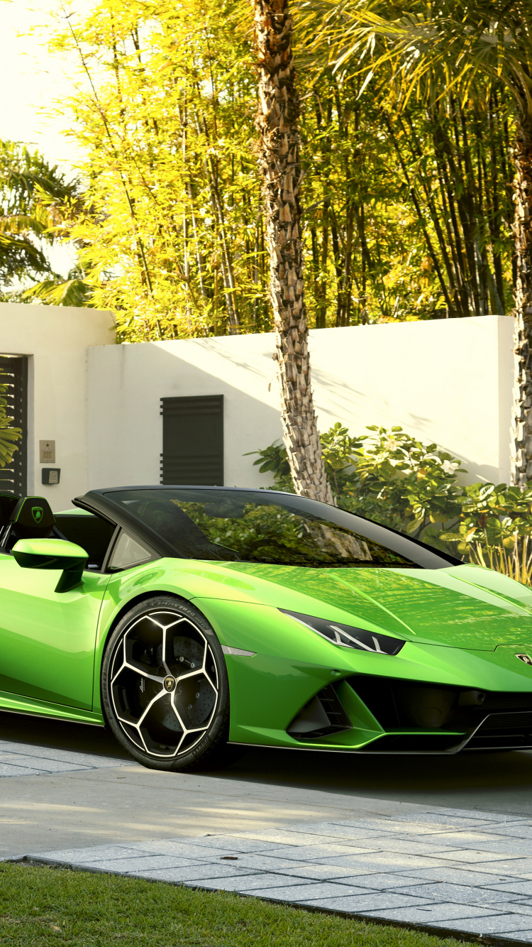 Ferrari 458 Italia Verte Garée Près du Bâtiment Blanc. Wallpaper in 750x1334 Resolution