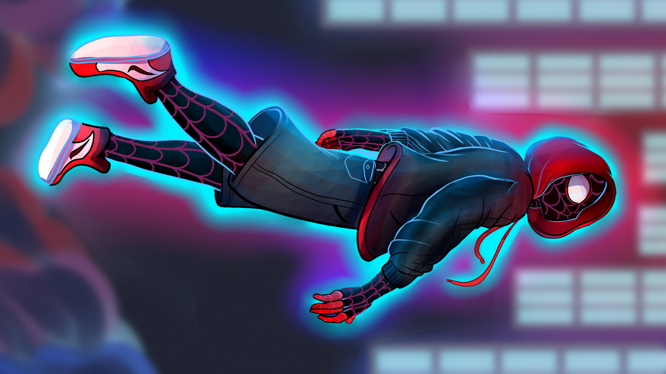 Spider-man, Miles Morales, Gwen Stacy, Superhero, Fan Art. Wallpaper in 1366x768 Resolution