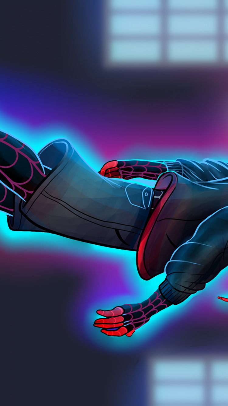 Spider-man, Miles Morales, Gwen Stacy, Superhero, Fan Art. Wallpaper in 750x1334 Resolution