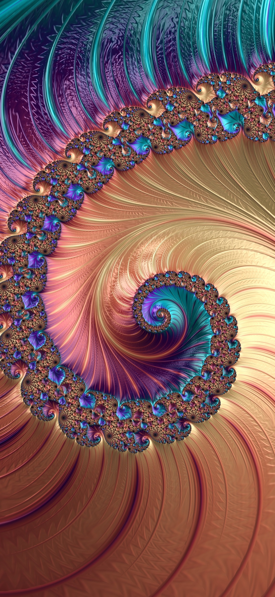 Arte Fractal, Arte, Arte Digital, Fractal, Azure. Wallpaper in 1125x2436 Resolution