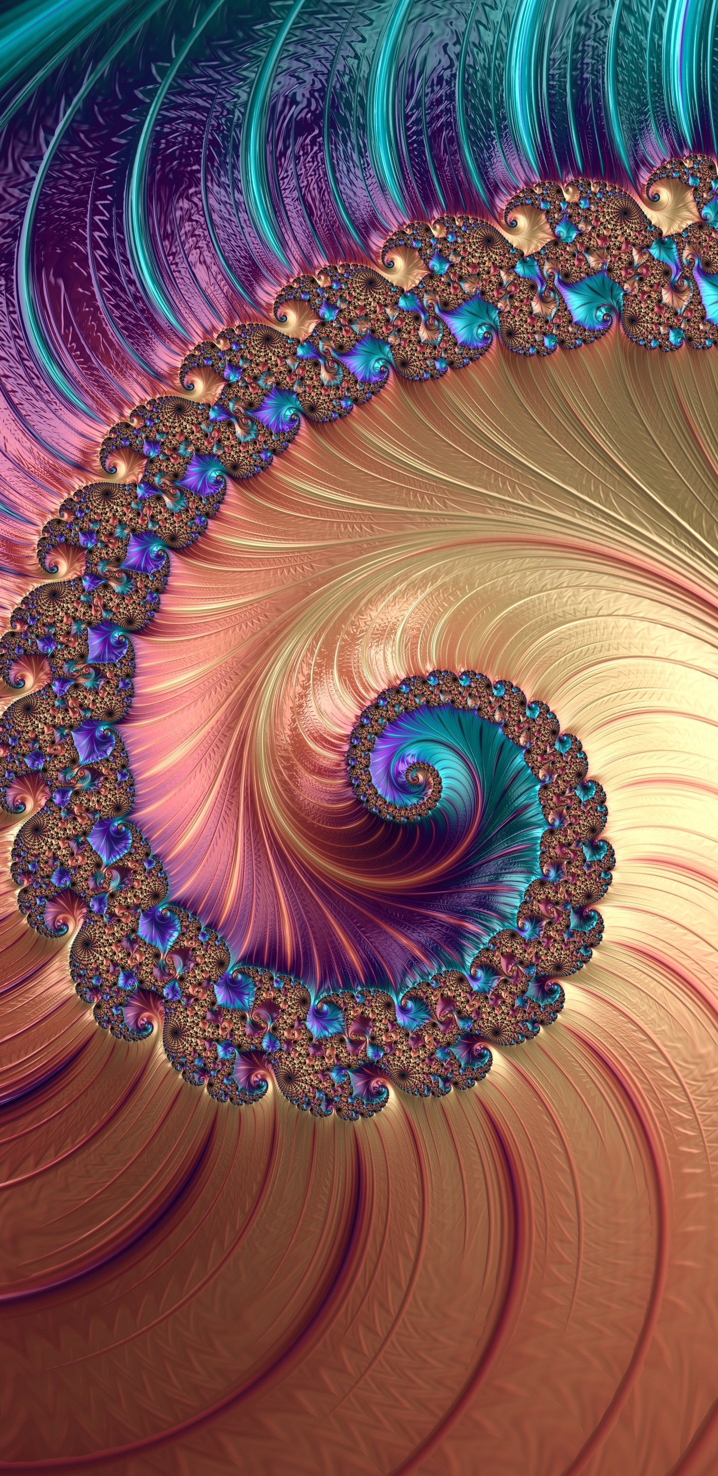 Arte Fractal, Arte, Arte Digital, Fractal, Azure. Wallpaper in 1440x2960 Resolution