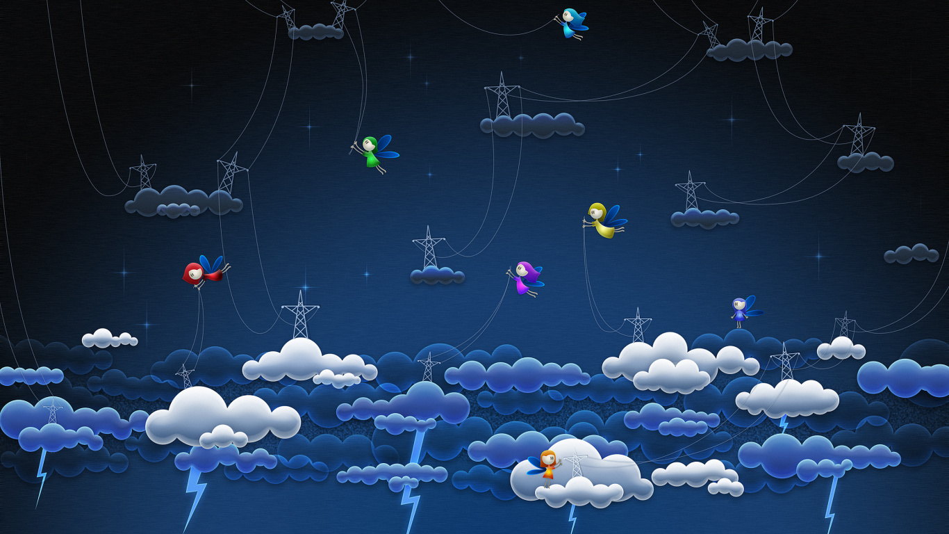 Globos Azul Amarillo y Rosa. Wallpaper in 1366x768 Resolution