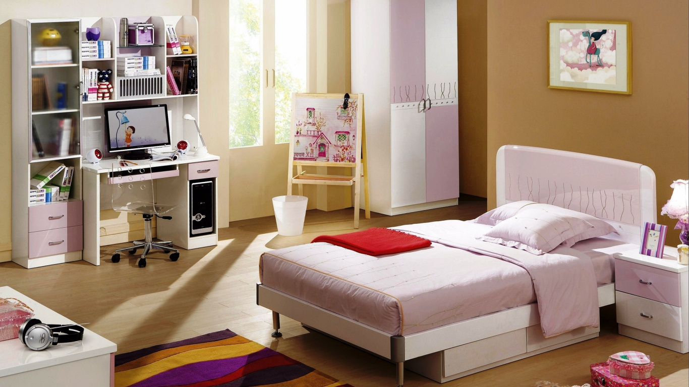 Linge de Lit Blanc Sur le Lit. Wallpaper in 1366x768 Resolution