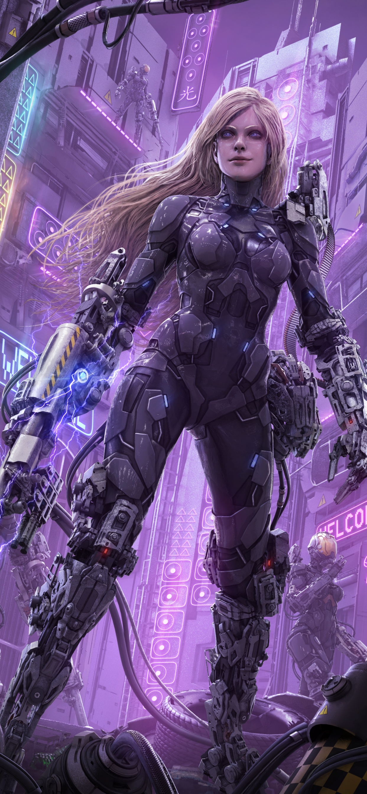 Cyberpunk, la Science-fiction, Purple, Jeu Pc, Android. Wallpaper in 1242x2688 Resolution