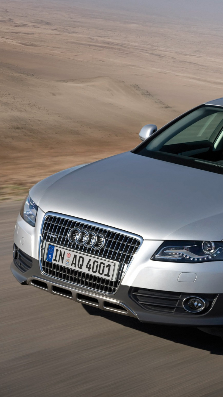 Silver Audi a 4 on Desert. Wallpaper in 750x1334 Resolution