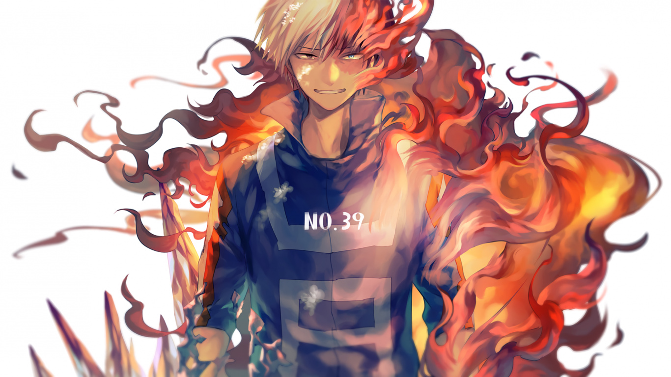 Shoto Todoroki, Effort, My Hero Academia, Dessin Animé, Dessin. Wallpaper in 1366x768 Resolution