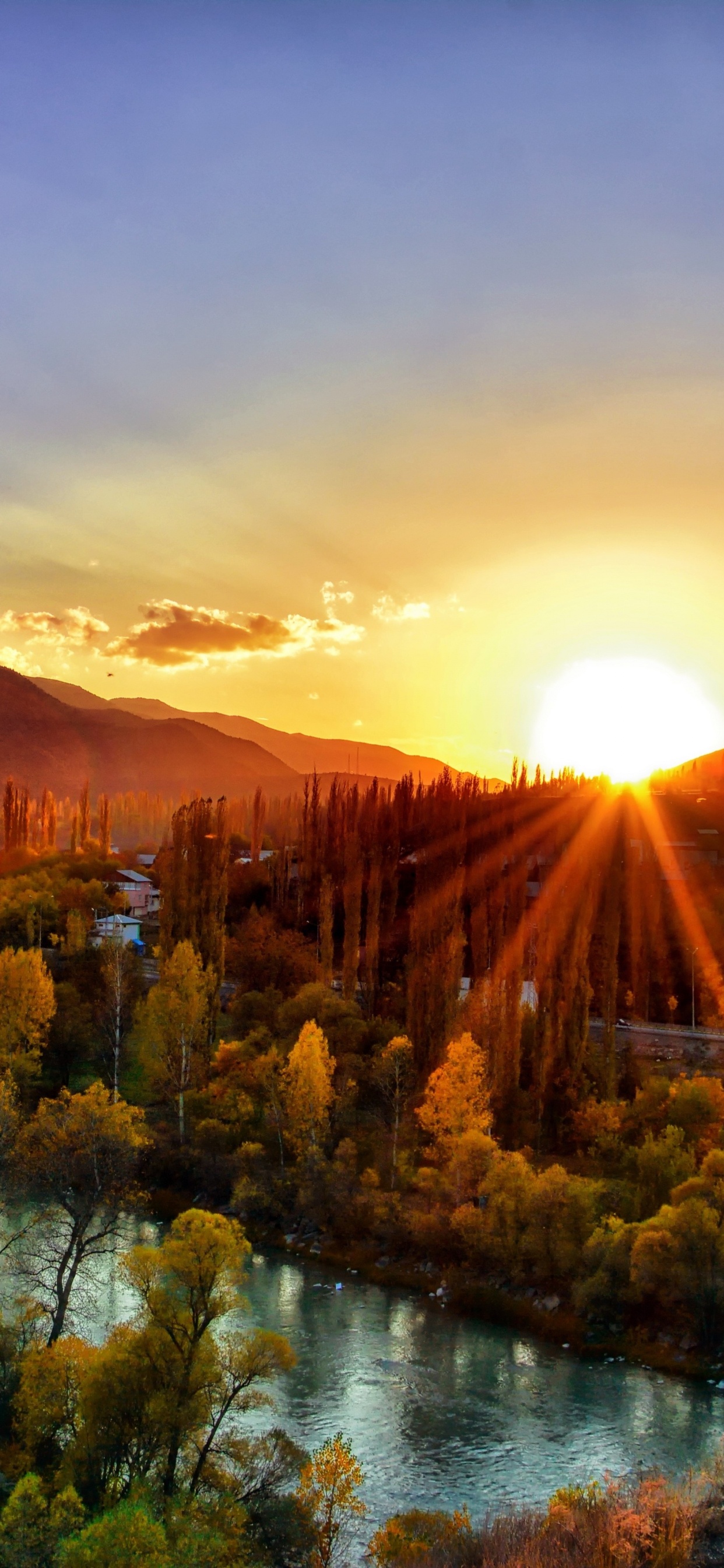 Paisaje Del Amanecer, Puesta, Naturaleza, Montaña, Ambiente. Wallpaper in 1242x2688 Resolution