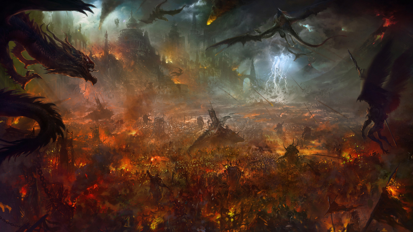 La Fantasía, Arte, Incendio, la Mitología, Guerrero. Wallpaper in 1366x768 Resolution