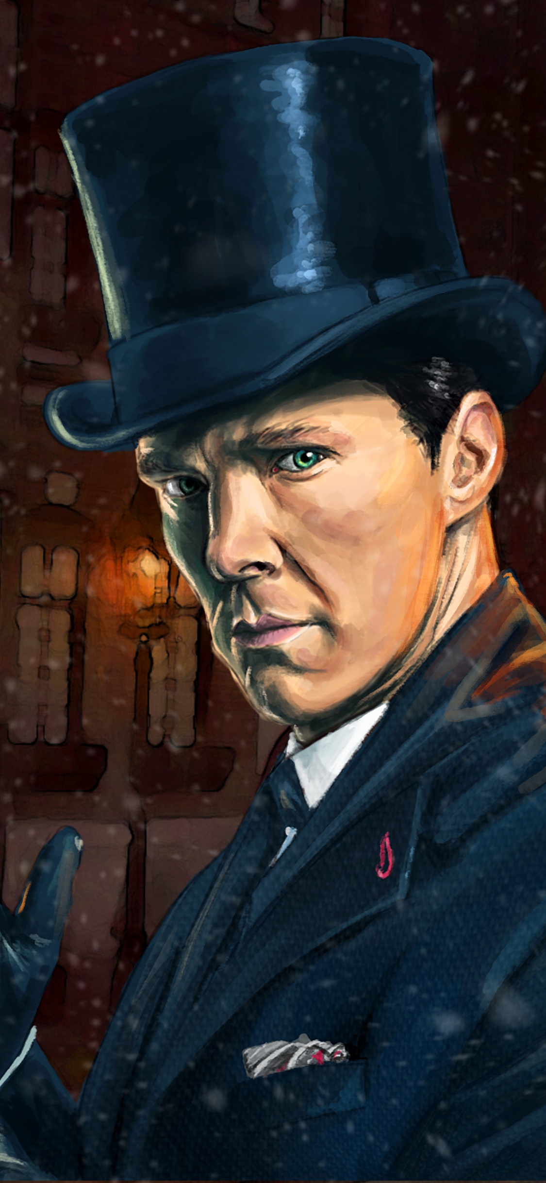 Man in Black Suit Jacket Wearing Black Hat. Wallpaper in 1125x2436 Resolution