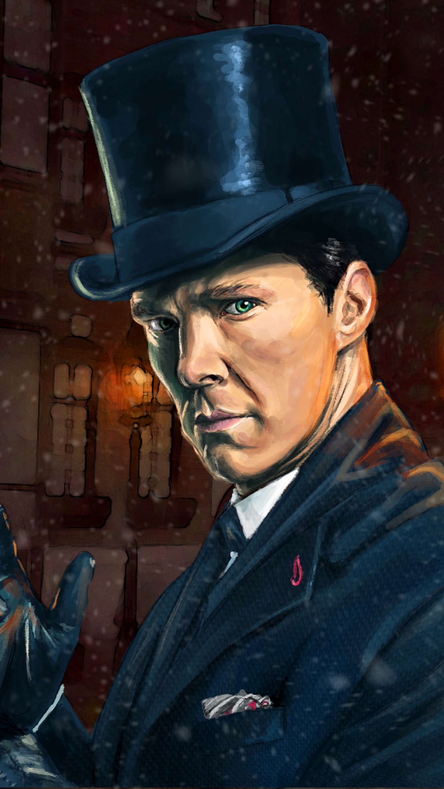 Man in Black Suit Jacket Wearing Black Hat. Wallpaper in 1440x2560 Resolution