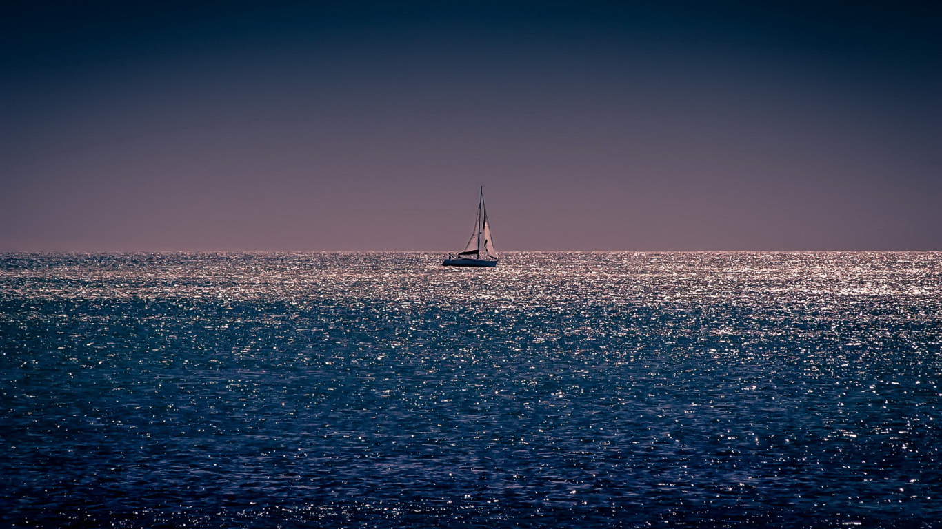White Sailboat on Sea During Daytime. Wallpaper in 1366x768 Resolution