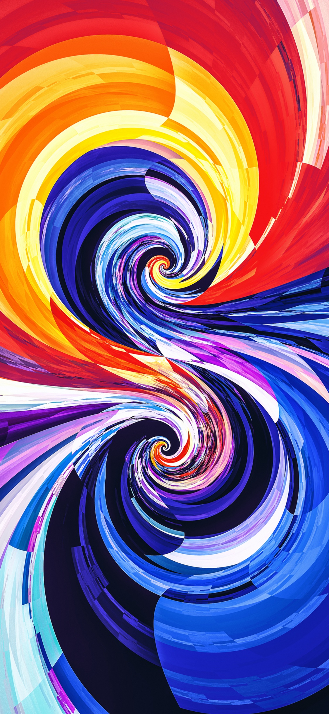 Blue Orange and Red Abstract Painting. Wallpaper in 1125x2436 Resolution