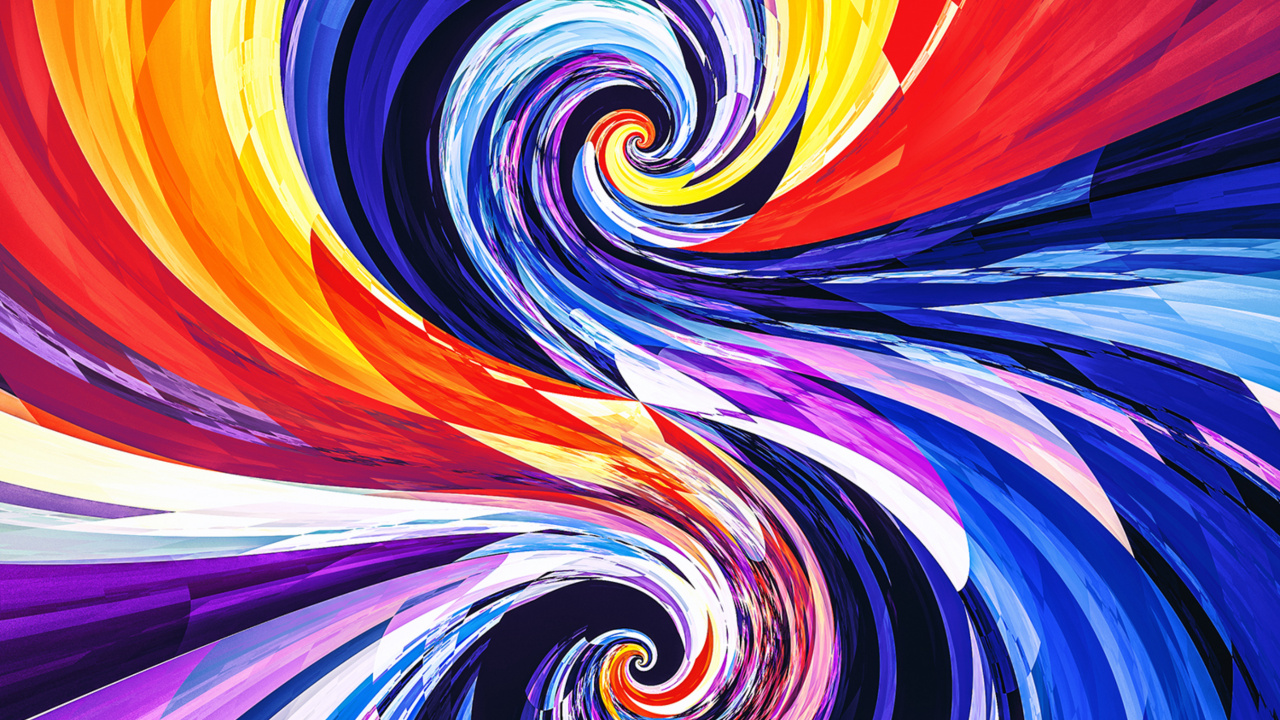 Blue Orange and Red Abstract Painting. Wallpaper in 1280x720 Resolution