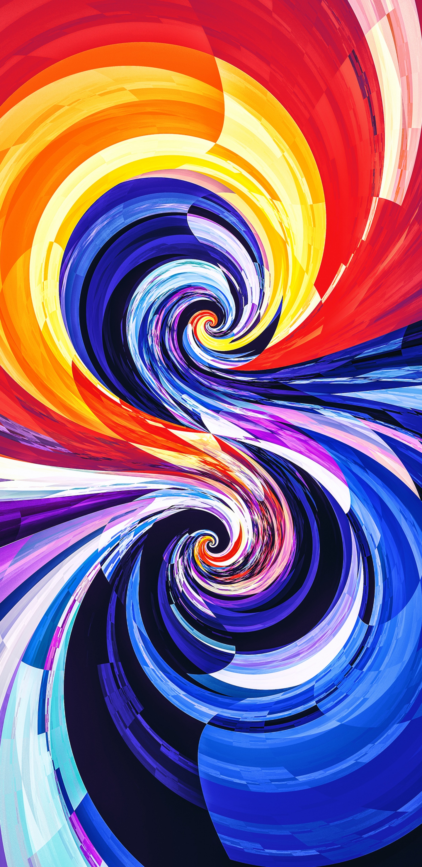 Blue Orange and Red Abstract Painting. Wallpaper in 1440x2960 Resolution