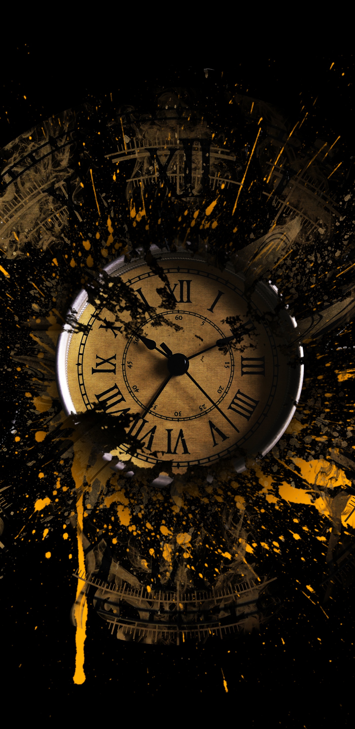 Obscurité, Horloge, Lumière de Rue, Cercle, Espace. Wallpaper in 1440x2960 Resolution