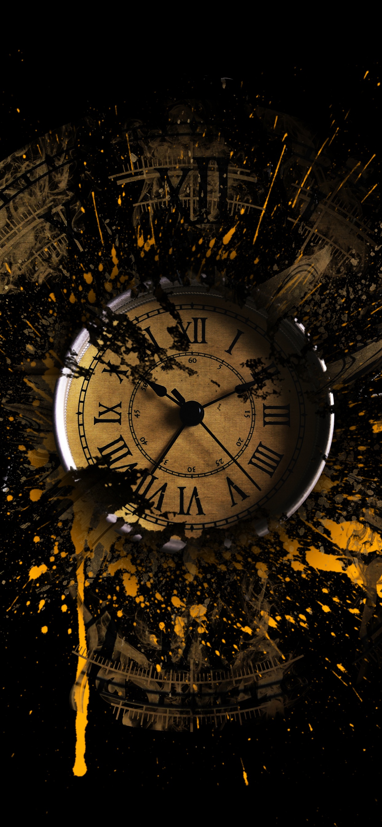 Uhr, Street Light, Kreis, Raum, Mitternacht. Wallpaper in 1242x2688 Resolution