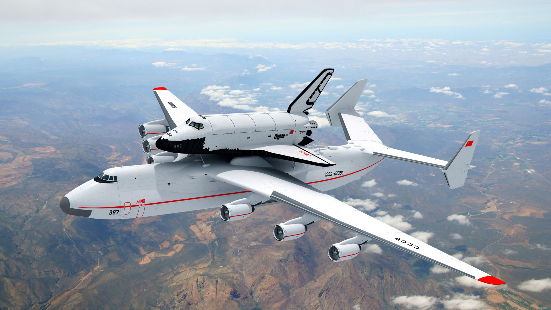 Weißes Und Rotes Flugzeug Auf Dem Braunen Berg Tagsüber. Wallpaper in 1920x1080 Resolution