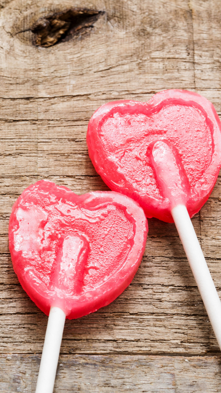 Lollipop, Candy, Heart, Confectionery, Food. Wallpaper in 750x1334 Resolution