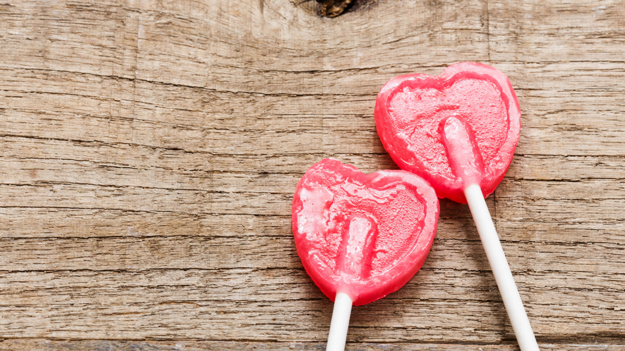 Lollipop, Süßigkeit, Herzen, Süßwaren, Lebensmittel. Wallpaper in 1280x720 Resolution