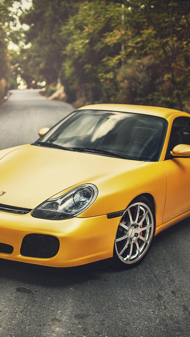 Yellow Porsche 911 on Road During Daytime. Wallpaper in 720x1280 Resolution