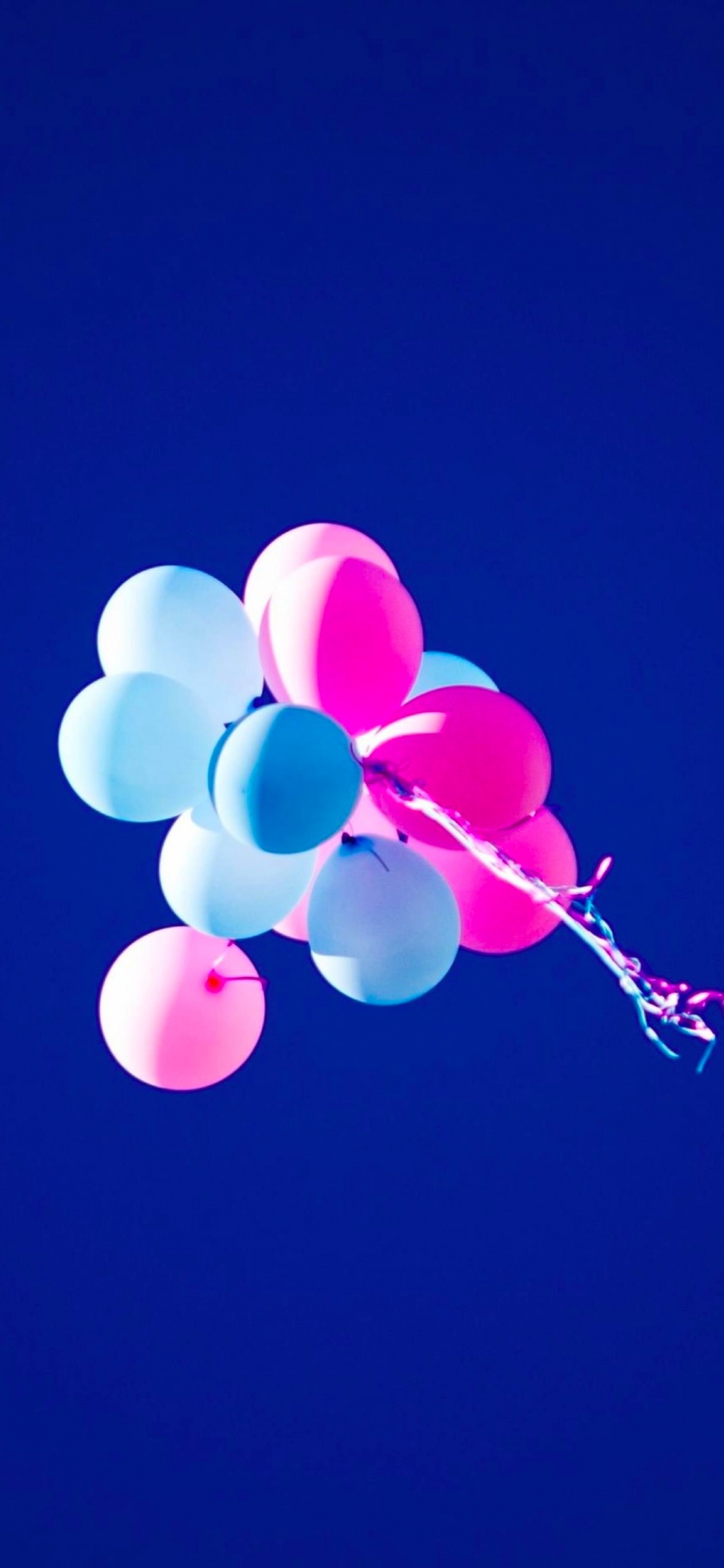 White and Pink Balloons on Blue Sky. Wallpaper in 1125x2436 Resolution