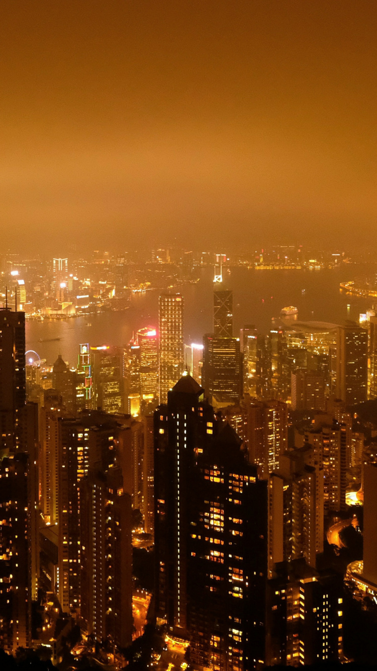 Skyline Der Stadt Bei Nacht Night. Wallpaper in 750x1334 Resolution