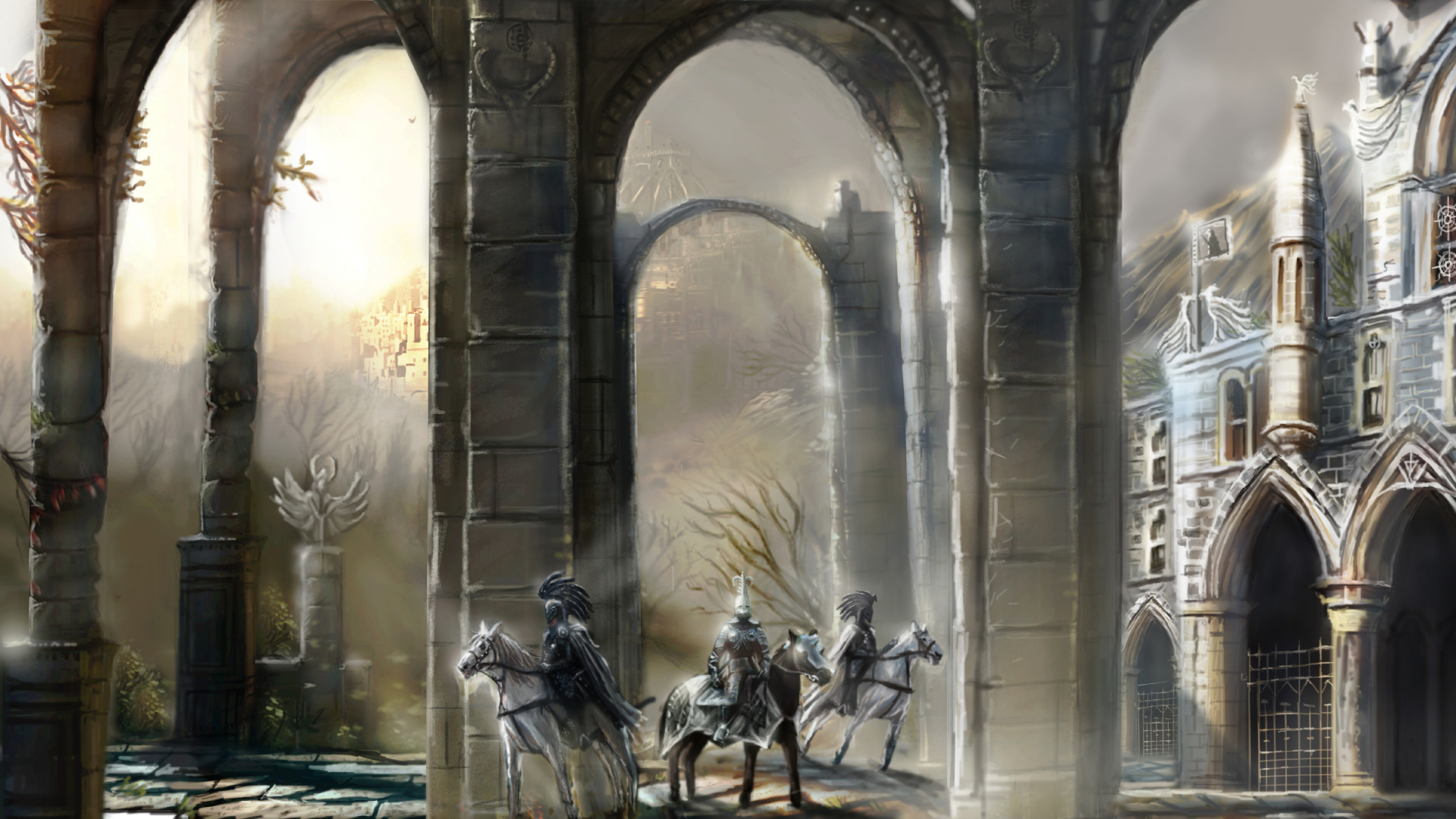 幻想, 投机的小说, 神圣的地方, 拱门, 建筑 壁纸 1920x1080 允许