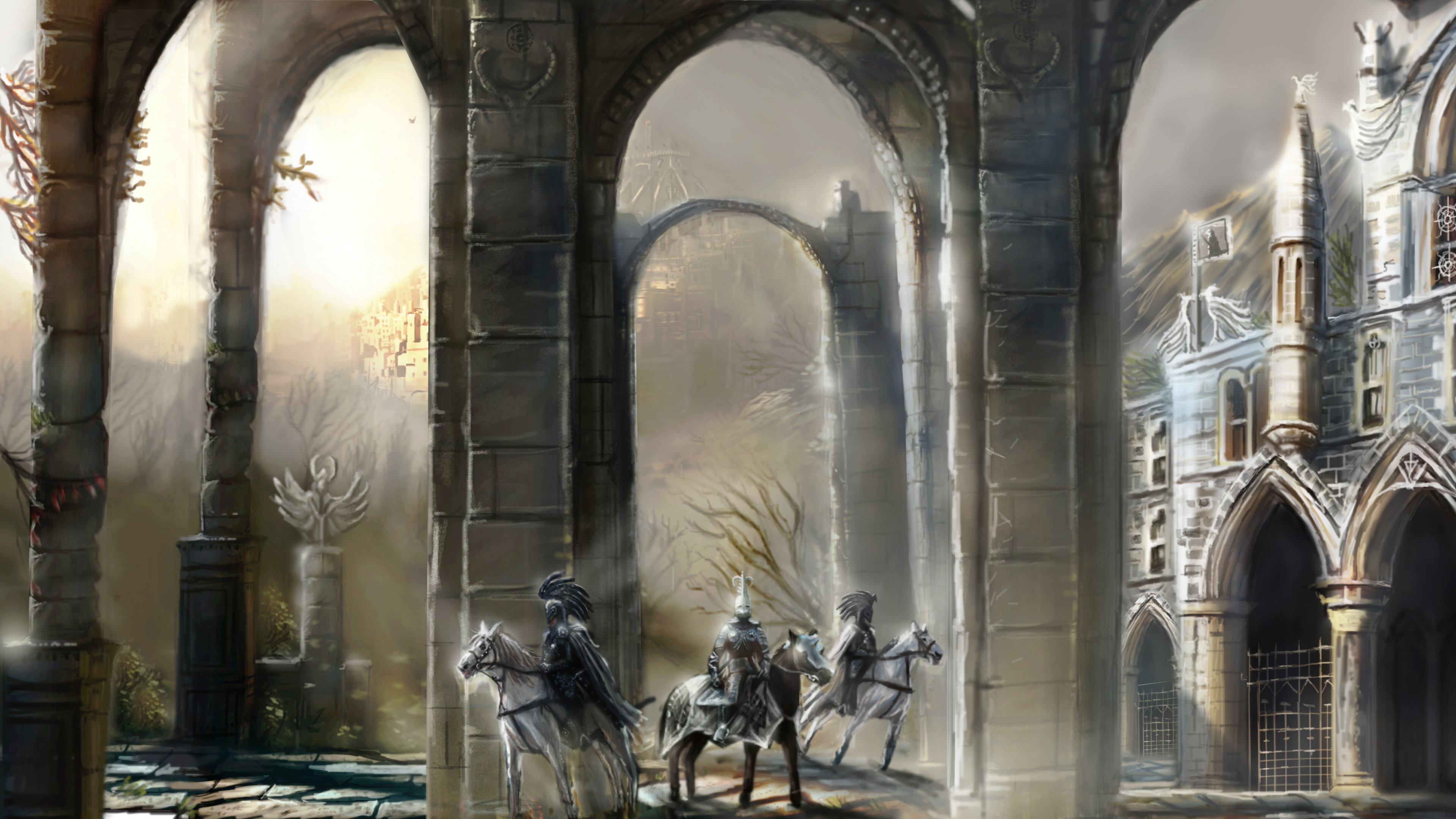 幻想, 投机的小说, 神圣的地方, 拱门, 建筑 壁纸 3840x2160 允许