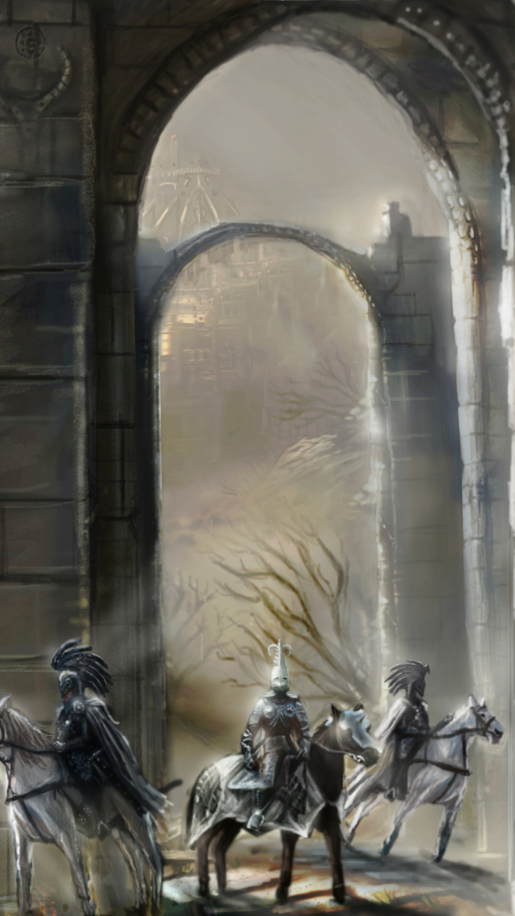 Gente Montando Caballos Estatua en el Edificio. Wallpaper in 750x1334 Resolution