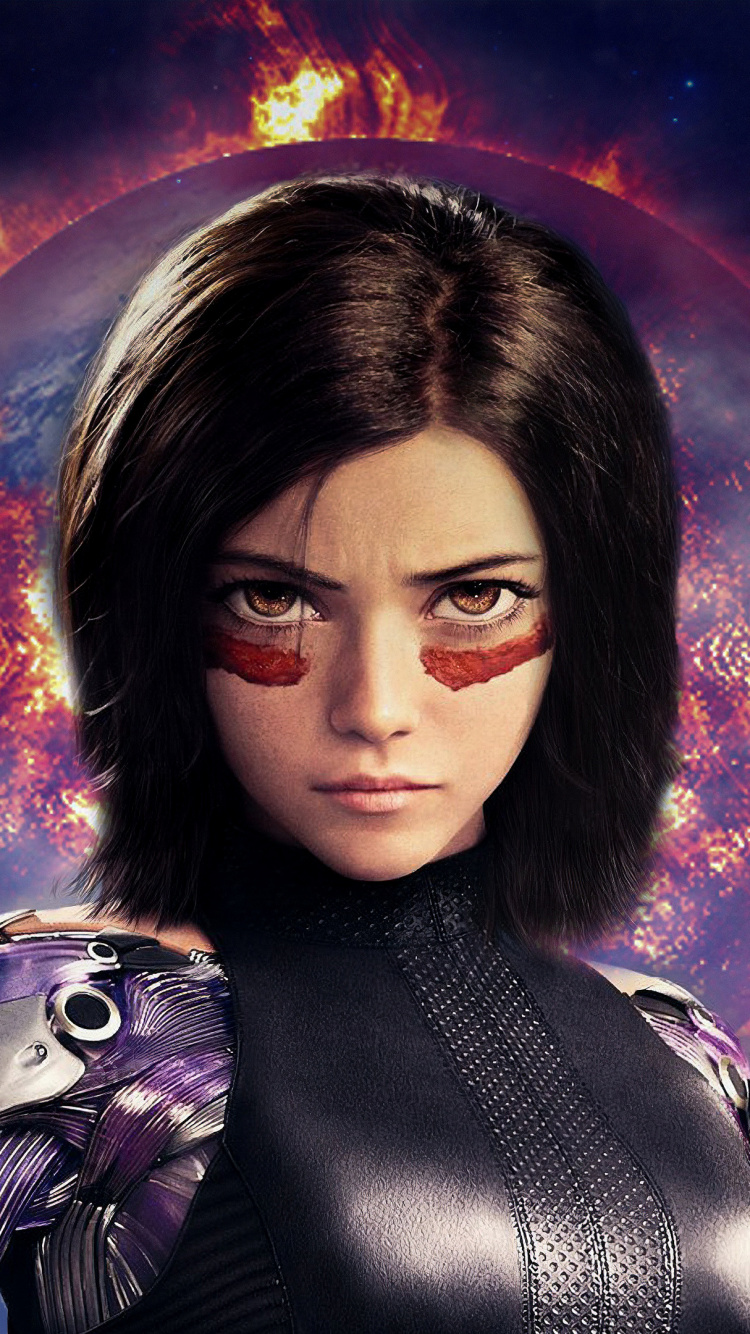 罗莎·萨拉扎（Rosa Salazar）, 艾丽塔的战斗天使, 艾丽塔, 紫色的, 空间 壁纸 750x1334 允许