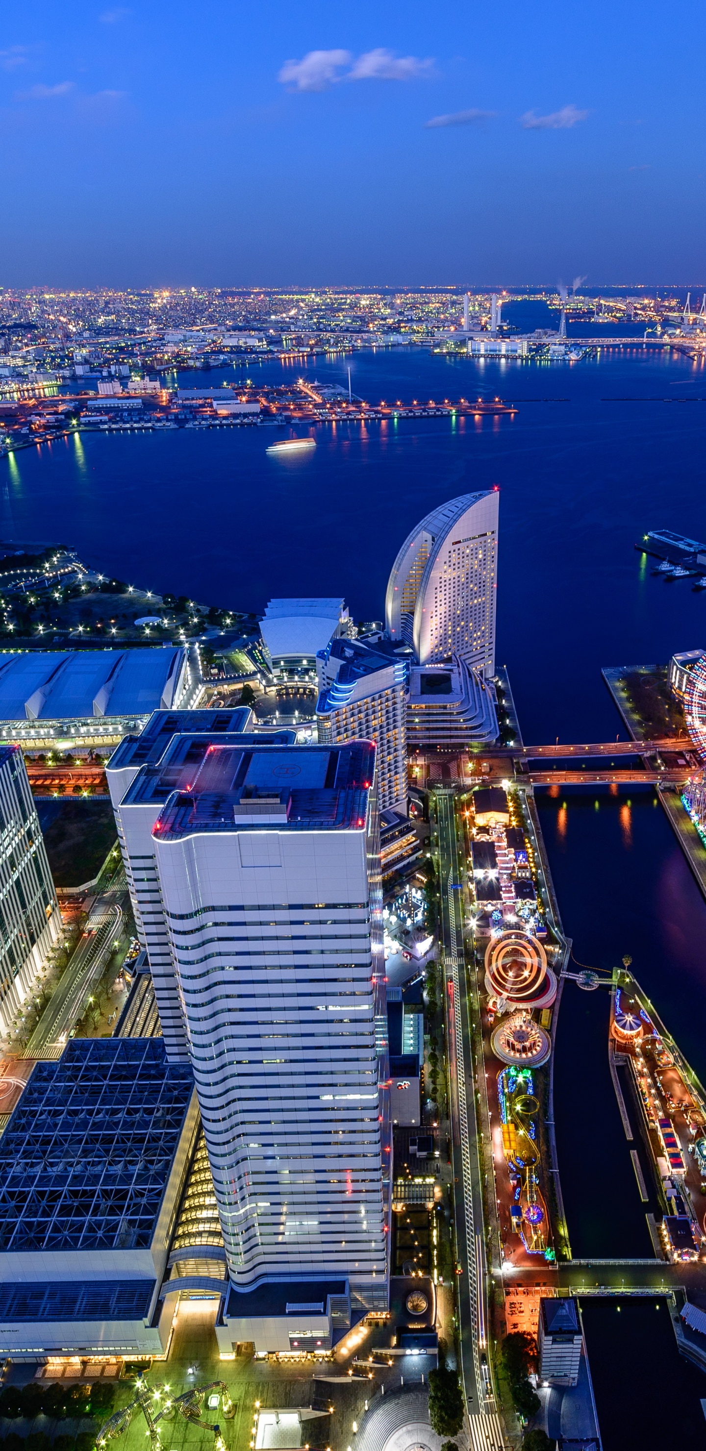 Aerial View of City Buildings During Night Time. Wallpaper in 1440x2960 Resolution