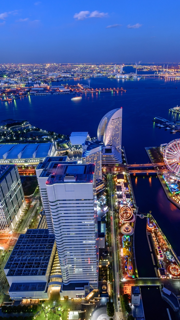 Aerial View of City Buildings During Night Time. Wallpaper in 720x1280 Resolution