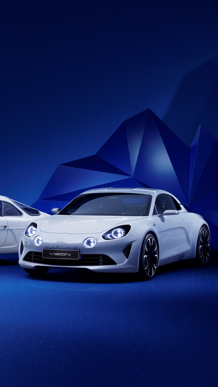 Mercedes Benz Coupé Blanc Sur Fond Bleu. Wallpaper in 750x1334 Resolution