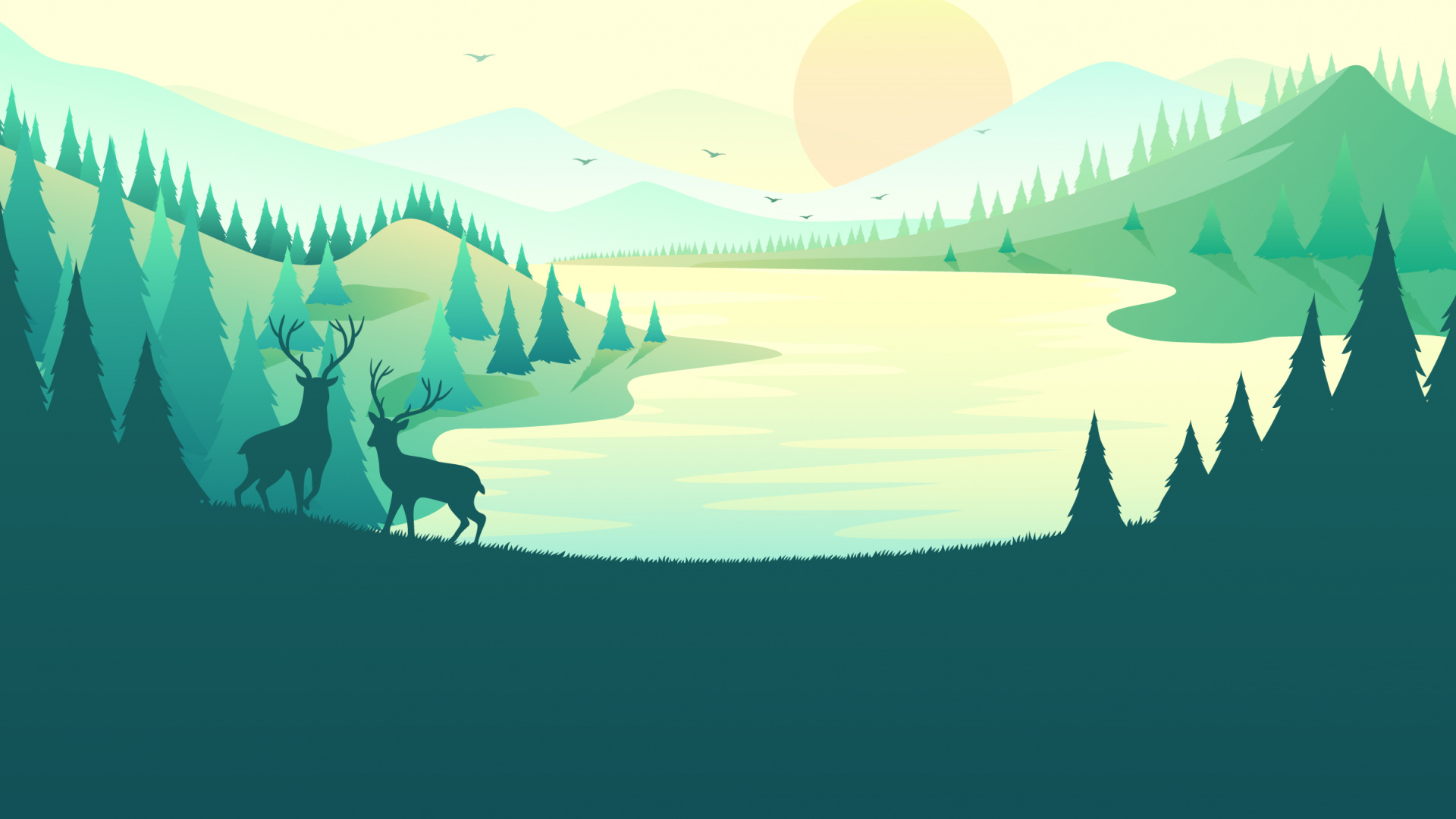 Paysage Naturel, Highland, Peinture, Art, Prairie. Wallpaper in 1920x1080 Resolution