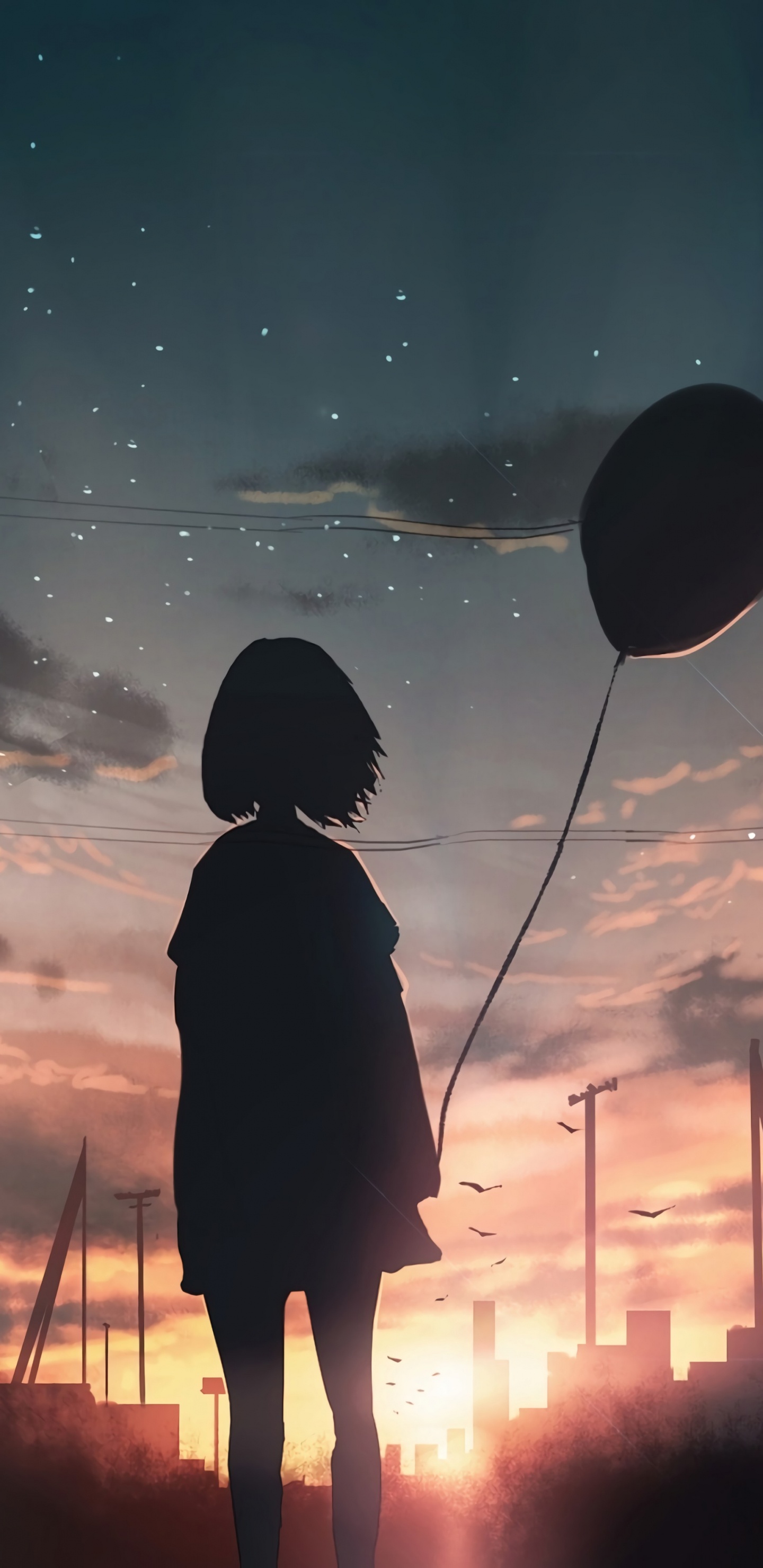 Anime, Art, Cloud, Atmosphere, World. Wallpaper in 1440x2960 Resolution