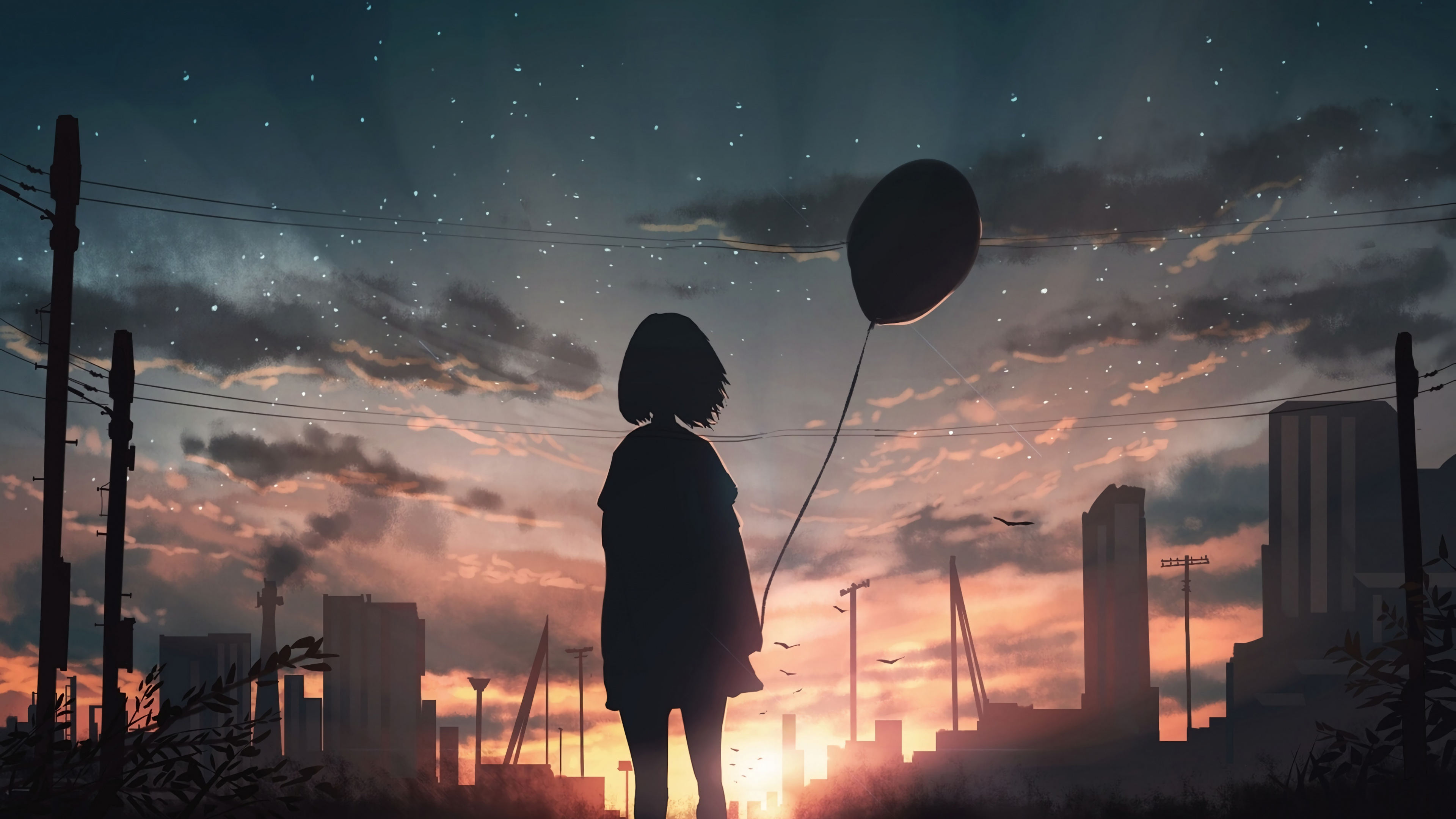 Anime, Arte, Ambiente, Afterglow, Atardecer. Wallpaper in 3840x2160 Resolution